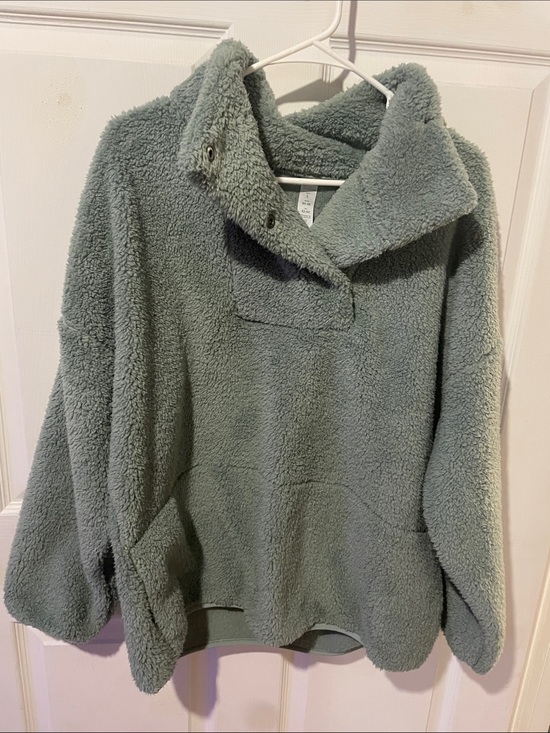 Balance Collection Jackets & Blazers - Balance Collection Plush Sherpa Pullover Jacket in Sage Green